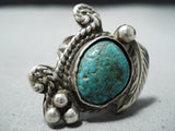 Exquisite Vintage Native American Navajo Green Spiderweb Turquoise Sterling Silver Ring-Nativo Arts