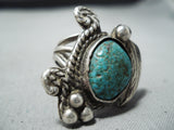 Exquisite Vintage Native American Navajo Green Spiderweb Turquoise Sterling Silver Ring-Nativo Arts