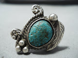 Exquisite Vintage Native American Navajo Green Spiderweb Turquoise Sterling Silver Ring-Nativo Arts