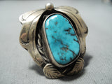 Exquisite Vintage Native American Navajo Morenci Turquoise Sterling Silver Ring-Nativo Arts