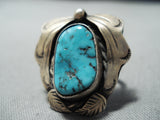 Exquisite Vintage Native American Navajo Morenci Turquoise Sterling Silver Ring-Nativo Arts