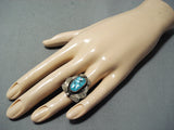 Exquisite Vintage Native American Navajo Morenci Turquoise Sterling Silver Ring-Nativo Arts