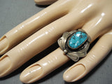 Exquisite Vintage Native American Navajo Morenci Turquoise Sterling Silver Ring-Nativo Arts