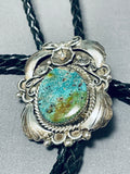 Exquisite Vintage Native American Navajo Pilot Mountain Turquoise Sterling Silver Bolo Tie-Nativo Arts
