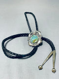 Exquisite Vintage Native American Navajo Pilot Mountain Turquoise Sterling Silver Bolo Tie-Nativo Arts
