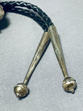 Exquisite Vintage Native American Navajo Pilot Mountain Turquoise Sterling Silver Bolo Tie-Nativo Arts