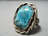 Exquisite Vintage Native American Navajo Pilot Mountain Turquoise Sterling Silver Old-Nativo Arts