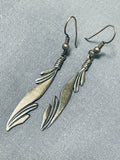 Exquisite Vintage Native American Navajo Sterling Silver Feather Earrings-Nativo Arts