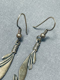 Exquisite Vintage Native American Navajo Sterling Silver Feather Earrings-Nativo Arts
