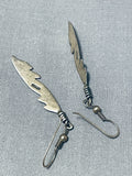 Exquisite Vintage Native American Navajo Sterling Silver Feather Earrings-Nativo Arts