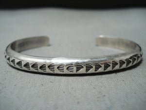Exquisite Vintage Native American Navajo Sterling Silver Solid Bracelet-Nativo Arts