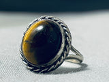 Exquisite Vintage Native American Navajo Tiger's Eye Sterling Silver Ring-Nativo Arts
