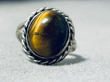 Exquisite Vintage Native American Navajo Tiger's Eye Sterling Silver Ring-Nativo Arts