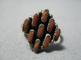 Exquisite Vintage Native American Zuni Corals Sterling Silver Ring Old-Nativo Arts