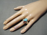 Exquisite Vintage Native American Zuni Turquoise & Coral Sterling Silver Ring Old-Nativo Arts