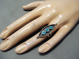Exquisite Vintage Navajo Native American Turquoise Sterling Silver Ring-Nativo Arts