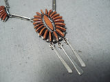 Exquisite Zuni Native American Coral Cluster Sterling Silver Necklace-Nativo Arts