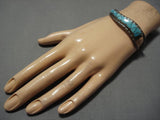 Exqusite Vintage Native American Zuni Carico Lake Turquoise Sterling Silver Bracelet Old-Nativo Arts