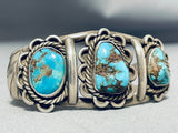 Extraordinary Vintage Native American Navajo 3 Morenci Turquoise Sterling Silver Bracelet-Nativo Arts