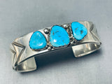 Extraordinary Vintage Native American Navajo Morenci Turquoise Sterling Silver Bracelet-Nativo Arts