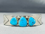 Extraordinary Vintage Native American Navajo Morenci Turquoise Sterling Silver Bracelet-Nativo Arts