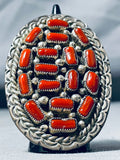 Extraordinary massive unique Native American Navajo Coral Sterling Silver Ring-Nativo Arts
