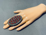 Extraordinary massive unique Native American Navajo Coral Sterling Silver Ring-Nativo Arts