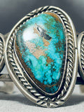 Extreme Aqua Vintage Native American Navajo Turquoise Sterling Silver Bracelet Old-Nativo Arts