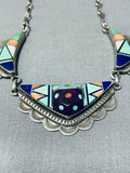 Extreme Intricacy Vintage Native American Zuni Turquoise Sterling Silver Necklace-Nativo Arts