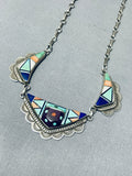 Extreme Intricacy Vintage Native American Zuni Turquoise Sterling Silver Necklace-Nativo Arts