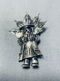 Extremely Intricate Vintage Native American Navajo Sterling Silver Kachina Pin-Nativo Arts