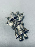 Extremely Intricate Vintage Native American Navajo Sterling Silver Kachina Pin-Nativo Arts