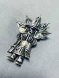 Extremely Intricate Vintage Native American Navajo Sterling Silver Kachina Pin-Nativo Arts