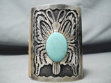 Extremely Rare Butterfly Vintage Native American Navajo Turquoise Sterling Silver Ketoh Bracelet-Nativo Arts