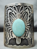 Extremely Rare Butterfly Vintage Native American Navajo Turquoise Sterling Silver Ketoh Bracelet-Nativo Arts