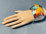 Extremely Rare Handmade Parrot Sterling Silver Turquoise Coral Bracelet-Nativo Arts