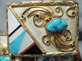 Extremely Rare Vintage Native American Navajo 10kt Gold & Sterling Silver Turquosie Concho Belt-Nativo Arts