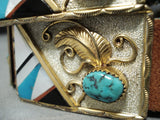 Extremely Rare Vintage Native American Navajo 10kt Gold & Sterling Silver Turquosie Concho Belt-Nativo Arts