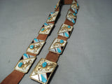 Extremely Rare Vintage Native American Navajo 10kt Gold & Sterling Silver Turquosie Concho Belt-Nativo Arts