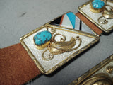 Extremely Rare Vintage Native American Navajo 10kt Gold & Sterling Silver Turquosie Concho Belt-Nativo Arts