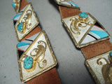 Extremely Rare Vintage Native American Navajo 10kt Gold & Sterling Silver Turquosie Concho Belt-Nativo Arts