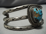 Extremely Rare Vintage Native American Navajo Blue Warrior Turquoise Sterling Silver Bracelet-Nativo Arts