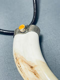 Extremely Rare Vintage Native American Navajo Boar Sterling Silver Necklace-Nativo Arts