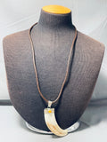 Extremely Rare Vintage Native American Navajo Boar Sterling Silver Necklace-Nativo Arts