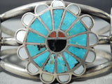 Extremely Rare Vintage Native American Zuni #8 Turquoise Sterling Silver Bracelet Old-Nativo Arts