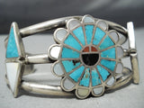 Extremely Rare Vintage Native American Zuni #8 Turquoise Sterling Silver Bracelet Old-Nativo Arts