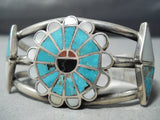 Extremely Rare Vintage Native American Zuni #8 Turquoise Sterling Silver Bracelet Old-Nativo Arts