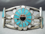 Extremely Rare Vintage Native American Zuni #8 Turquoise Sterling Silver Bracelet Old-Nativo Arts