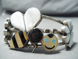 Extremely Rare Vintage Native American Zuni Turquoise Bumbe Bee Sterling Silver Bracelet-Nativo Arts