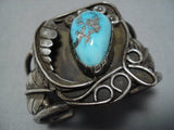 Extremely Rare Vintage Navajo Persin Turquoise Native American Bracelet Old-Nativo Arts
